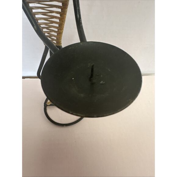 Laurdis Lonberg~Rattan~Metal Woman / Man Raffia Candleholder Vintage 80’s/90�� - Picture 3 of 7